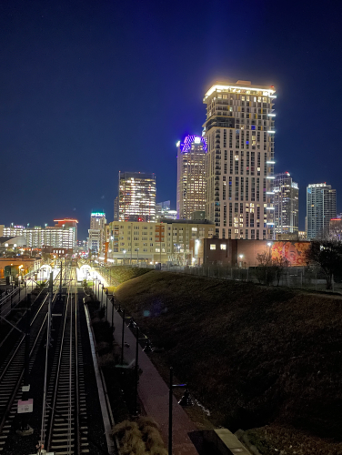 City of Charlotte skyline at night.